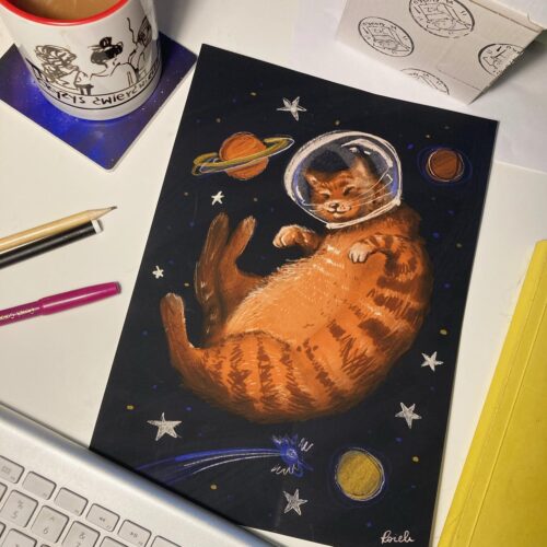 Plakat Kot w kosmosie